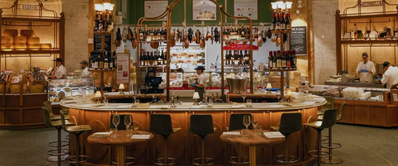 Italian food hall dining interior